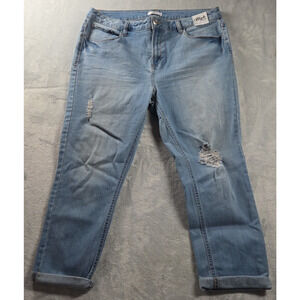 Kensie Jeans Women's Sz 14/32 High Rise 22" Inseam Crop Distressed Boho Stretch